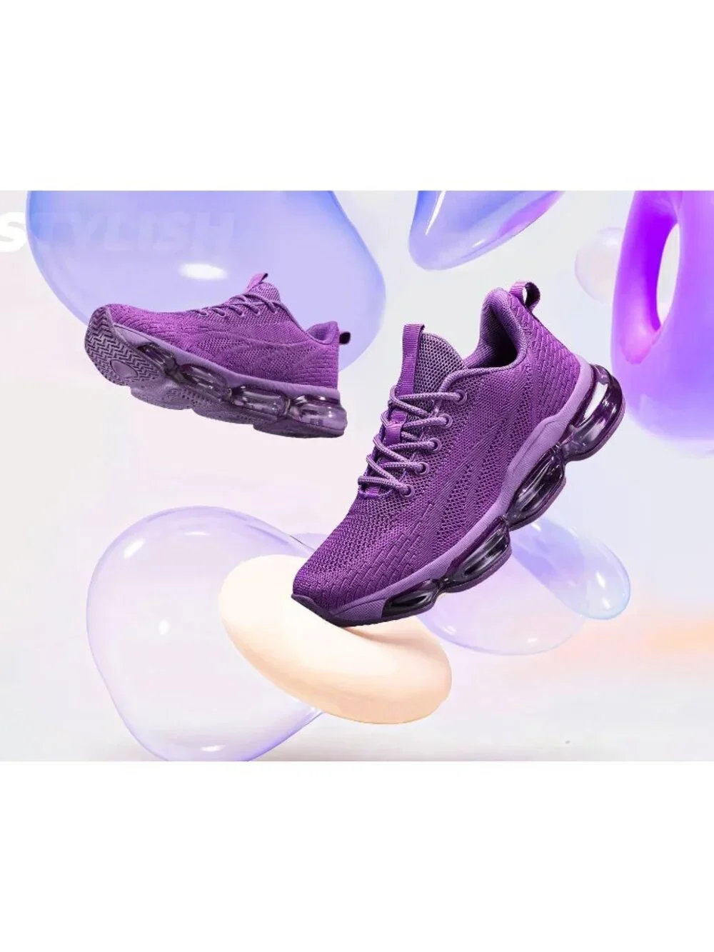 🆕Women's Dark Purple Walking Running Shoes Air Cushion Breathable Sneakers